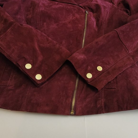 Isaac Mizrahi Burgundy Leather Jacket - Picture 7 of 16